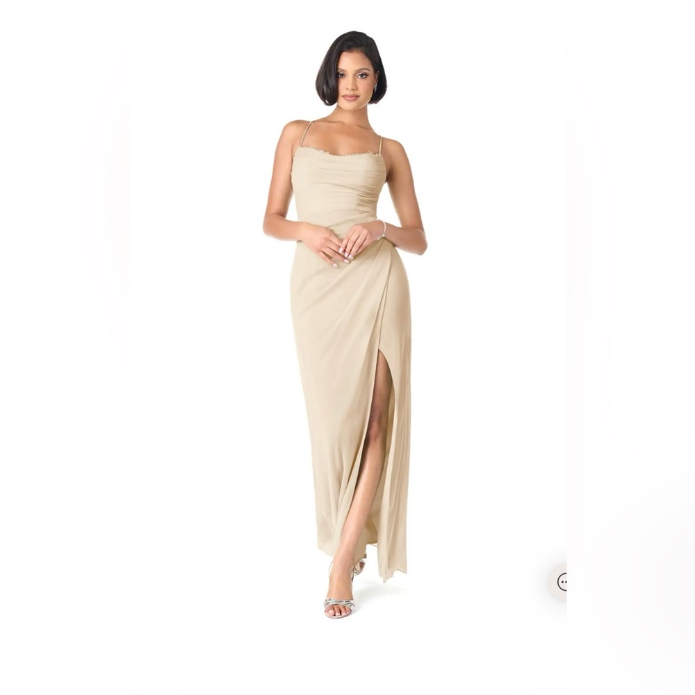 AZAZIE ASHANA Stretch
Champagne Sheath Sweetheart Lace Mesh Dress
Size A8
